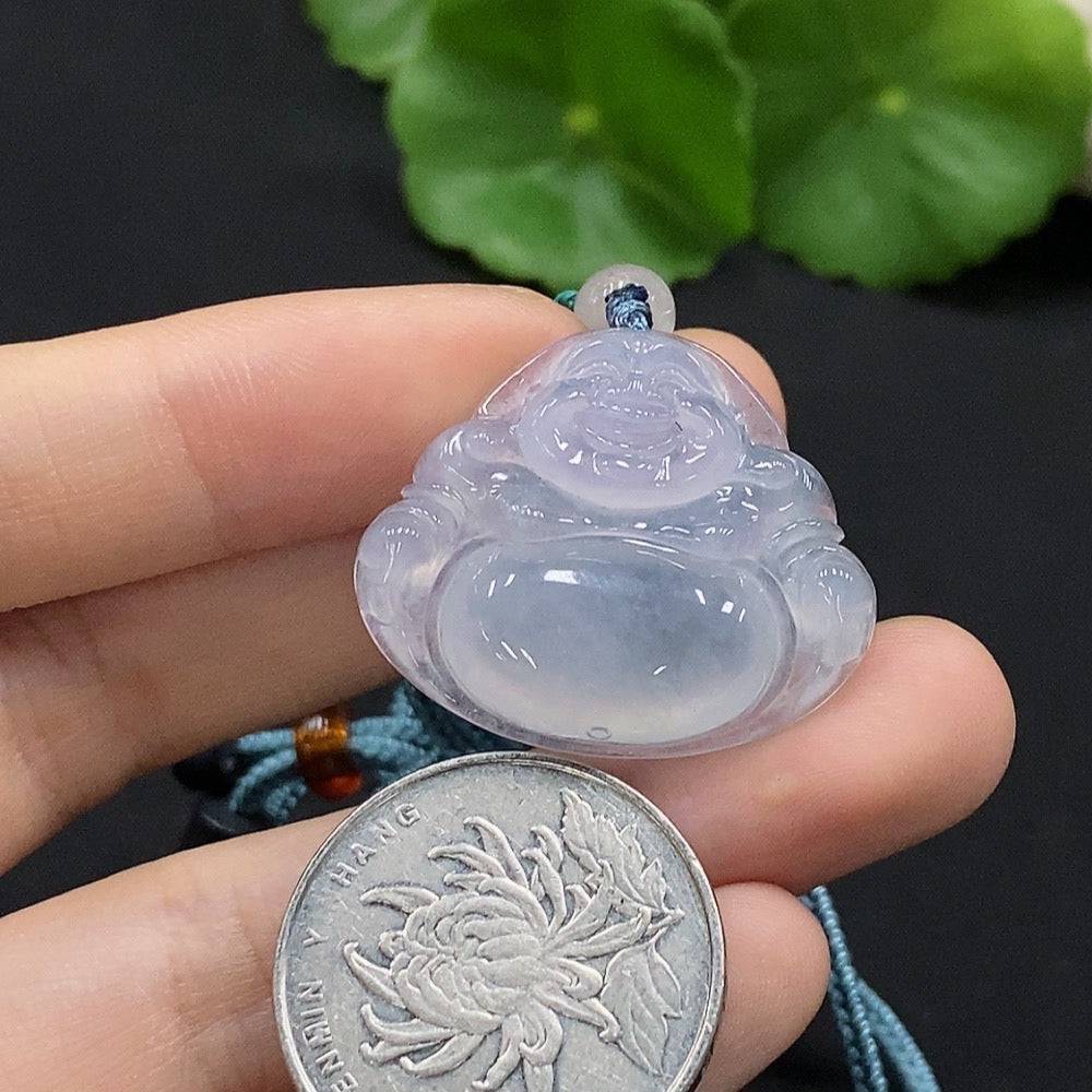 Jadeite Buddha pendant with non-A grade beads, weighing approximately 9.6g, featuring a carved Buddha figure on jade jewelry.