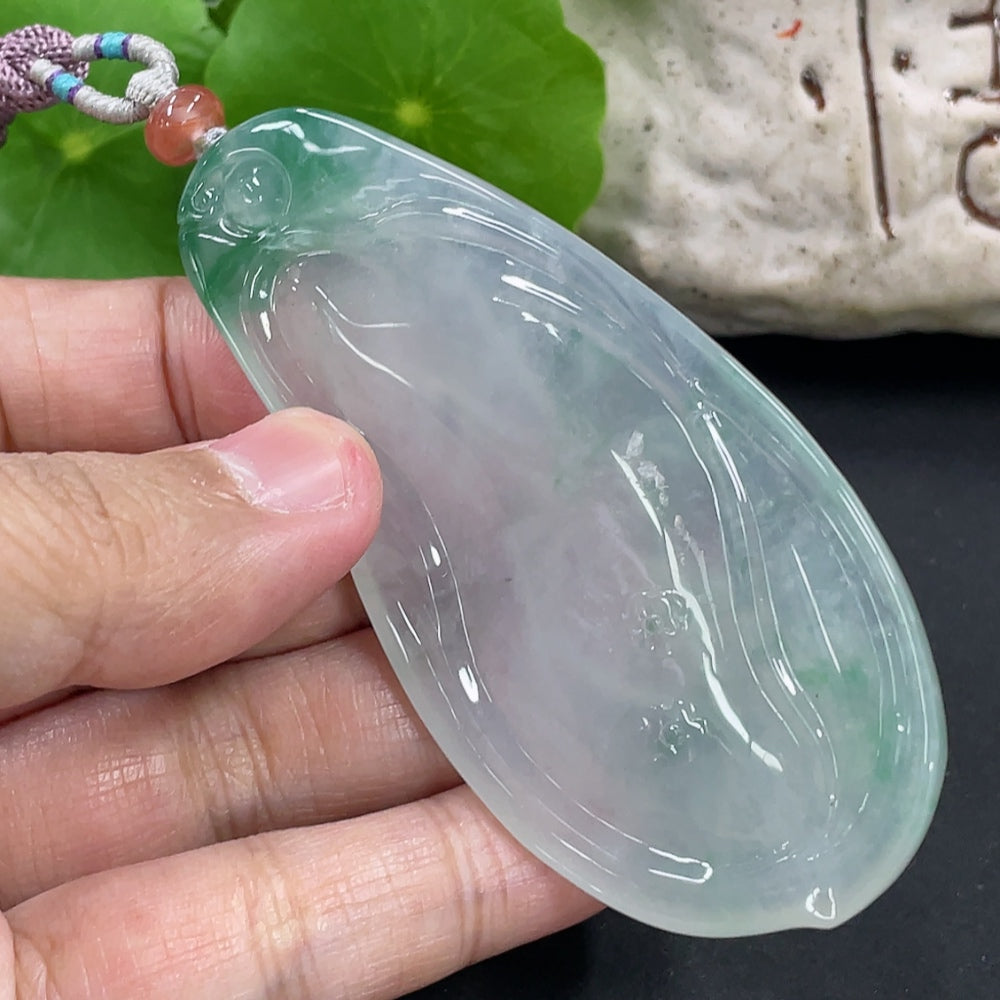 Jadeite pendant necklace by HKHQ featuring a 40.8g jadeite pendant with non-grade A beads and collection certificate.