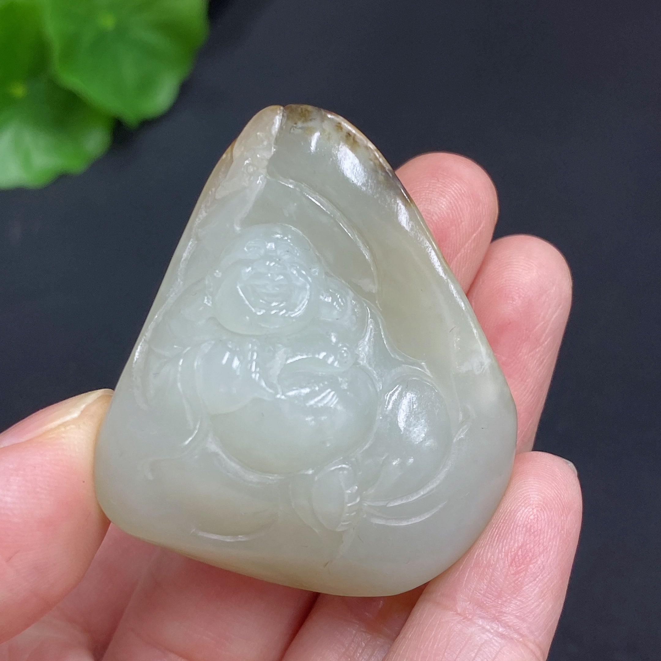 Hetian Jade Pendant - Buddha - Total Weight (including rope): 42.4g - Undetermined skin color origin