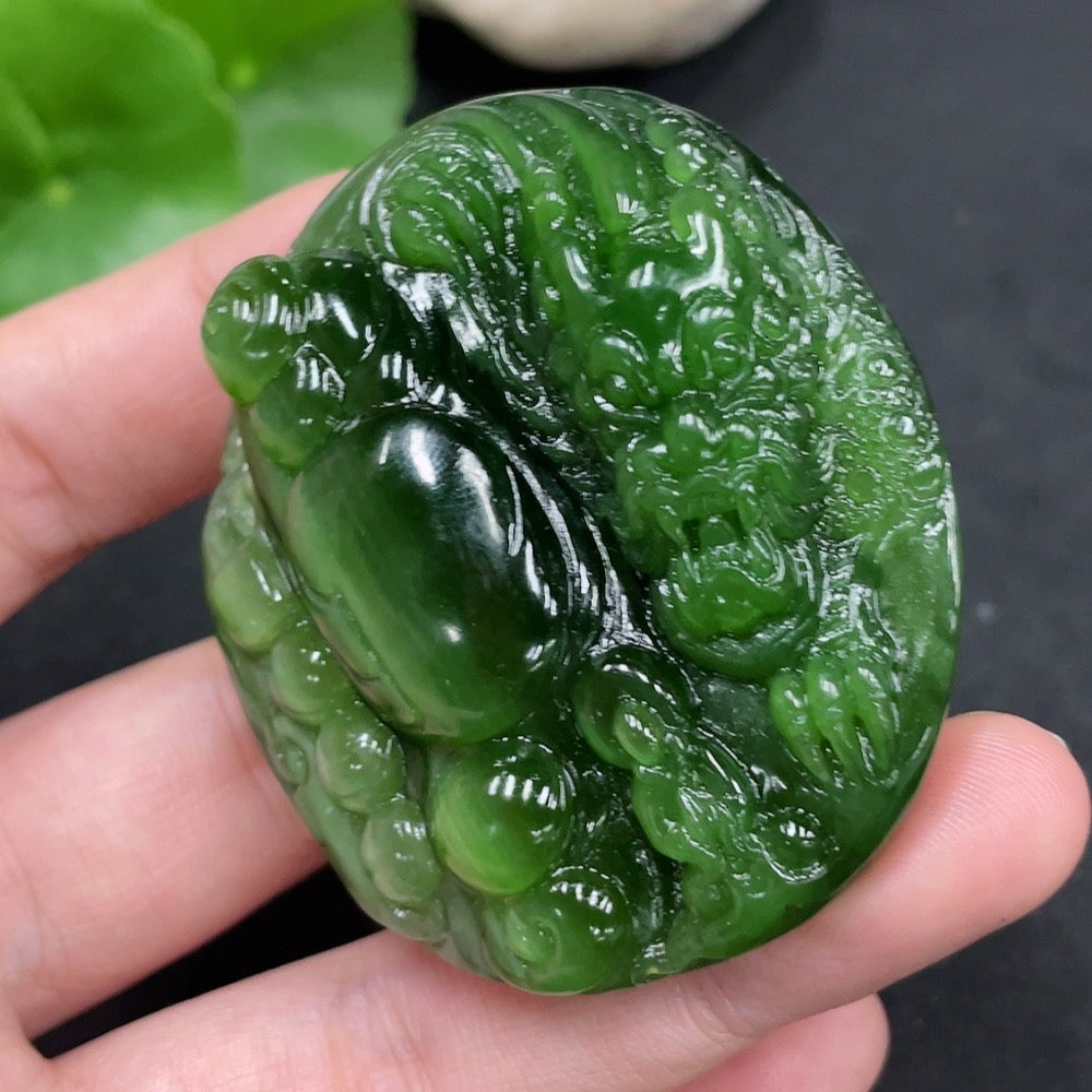 Hetian Jade Pendant Dragon Roaming the World Total Weight Approx. 75.5g
