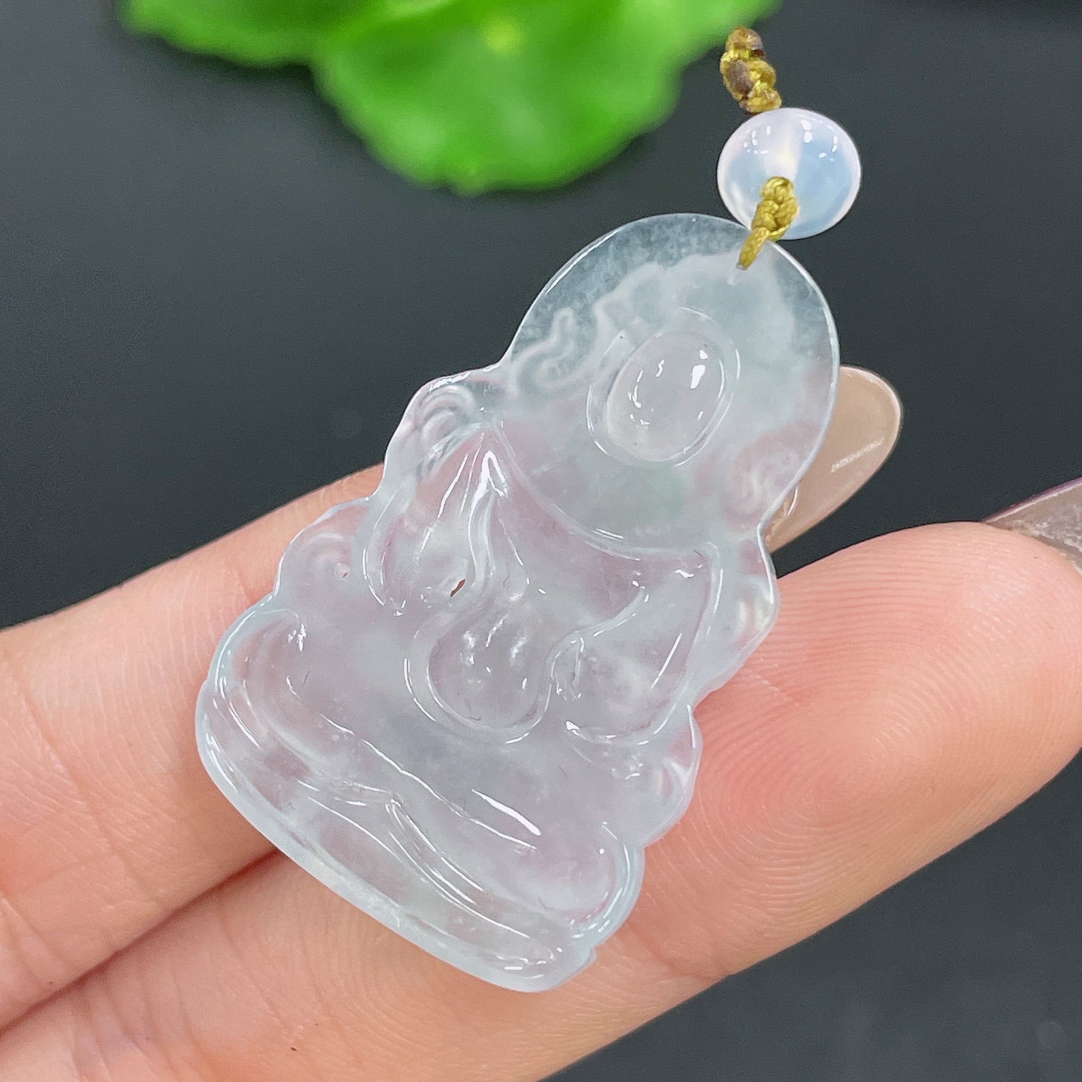 Jadeite Pendant Guanyin with Non-A Beads Total Weight Approx. 6.58g