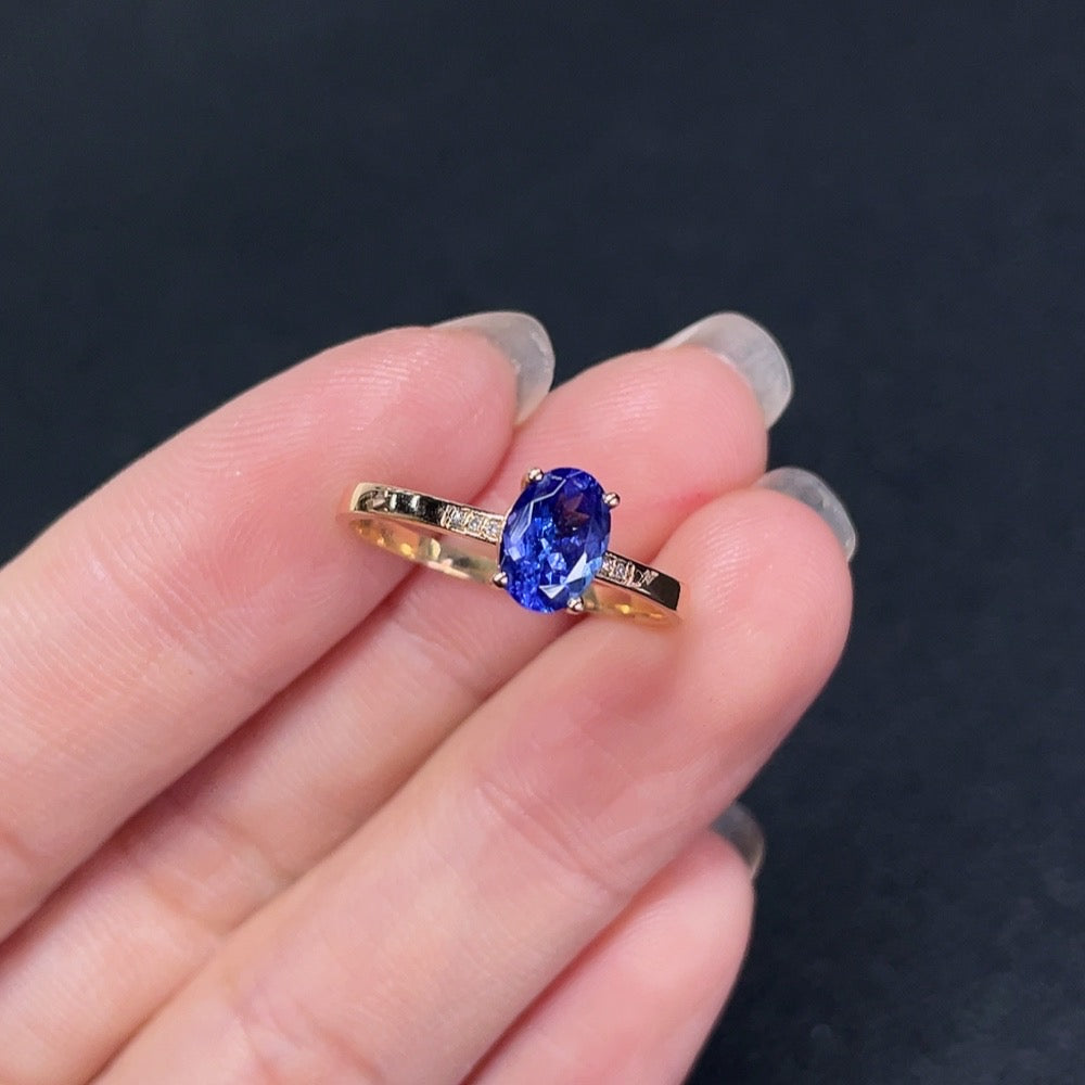 Tanzanite Inlaid Ring 18k Gold