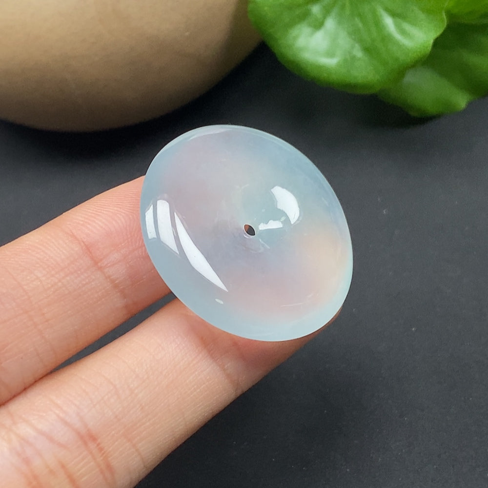 Jadeite pendant safety buckle by HKHQ, featuring polished jade with a smooth, rounded design and a secure clasp, weighing 11.42g.