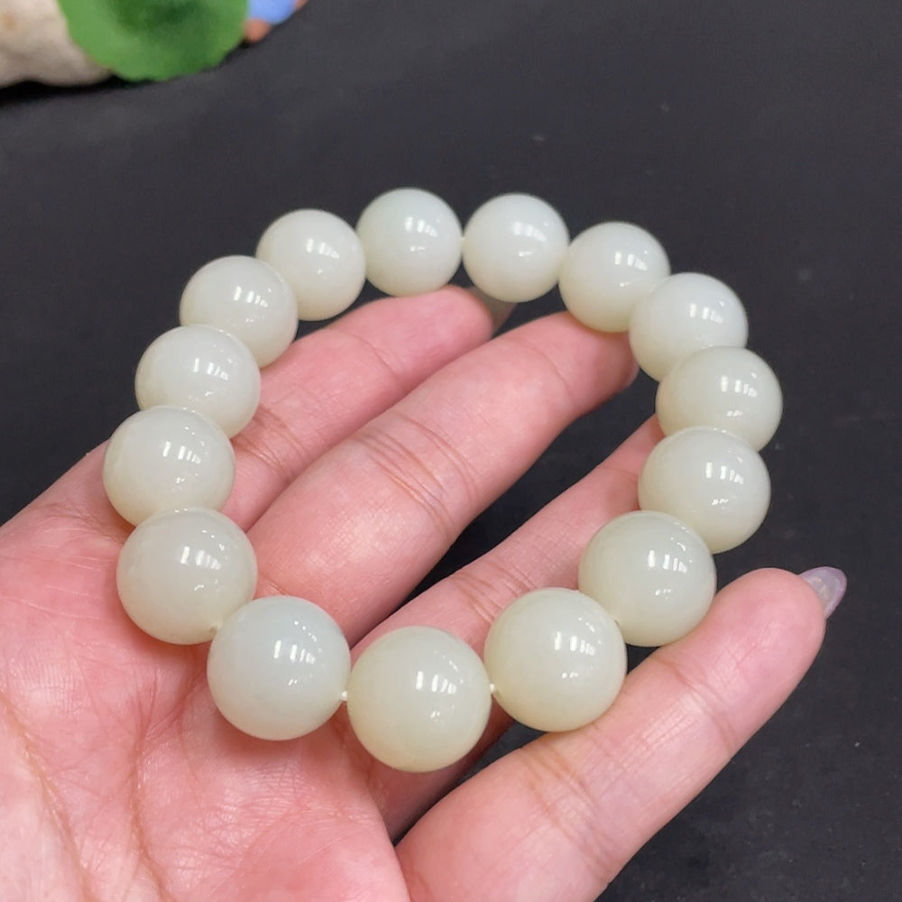 Hetian Jade Bracelet, . 14.5 mm, . | Huiliu Certified