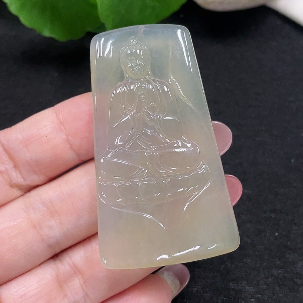Jadeite Great Solar Tathagata Pendant, Total Weight Approx. 19.6g