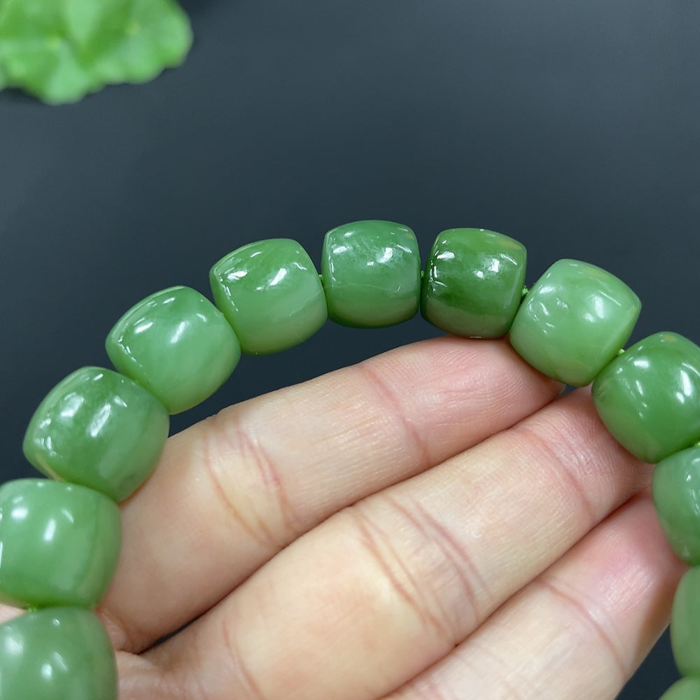 Hetian Jade Jasper Bracelet, approx. 11.8mm beads, total weight approx. 52.2g