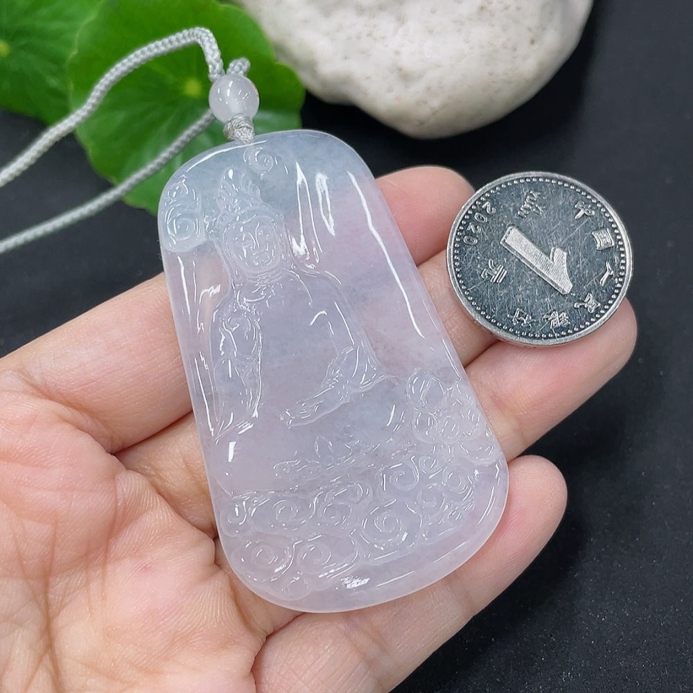 Jadeite Guanyin Pendant Plaque with Non-Type A Beads