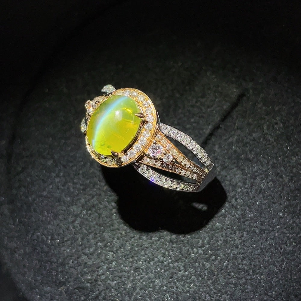 Chrysoberyl Ring, 18K Gold, Accented with Diamonds