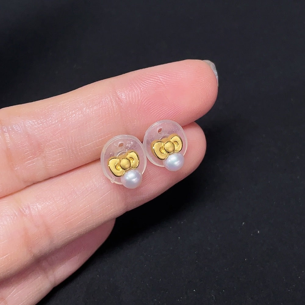 Pearl Stud Earrings with 99% Gold Setting