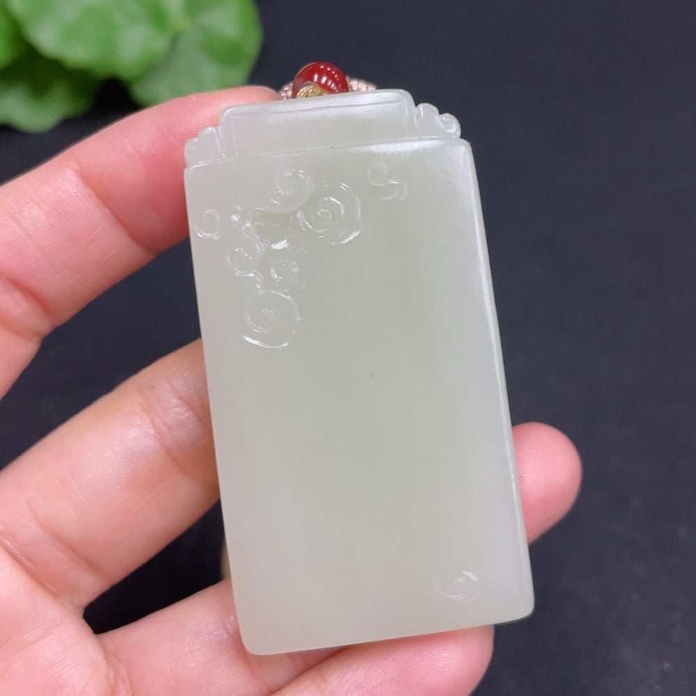 Hetian Jade Pendant Antique Plaque (including rope) | Huiliu Certified