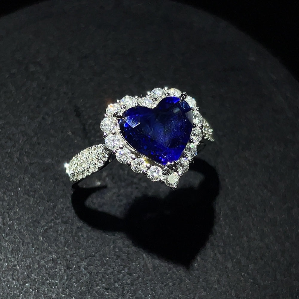 Sapphire Ring in 18K Gold with Diamond Accents