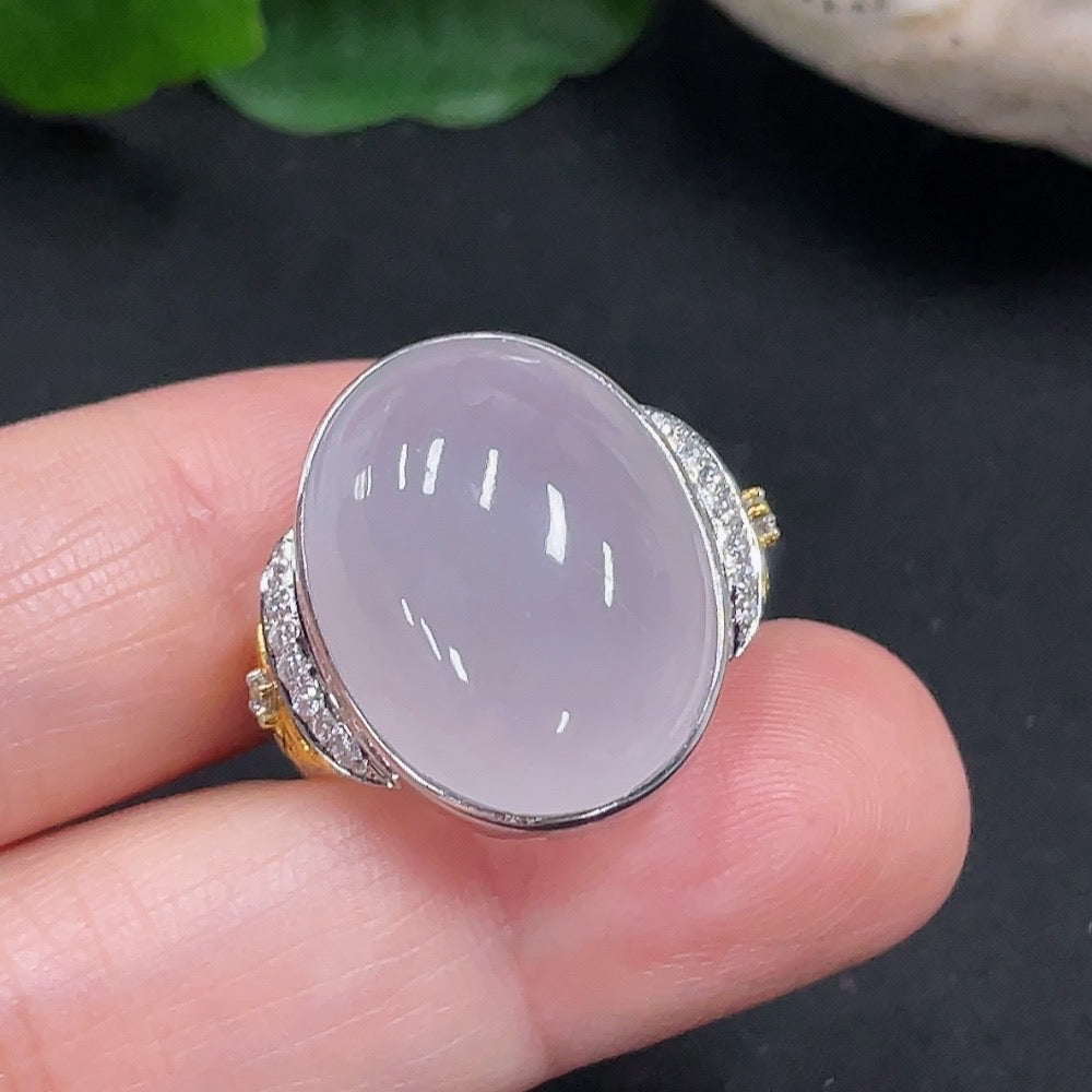 Jadeite Ring with Diamond Accents . | Huiliu Certified