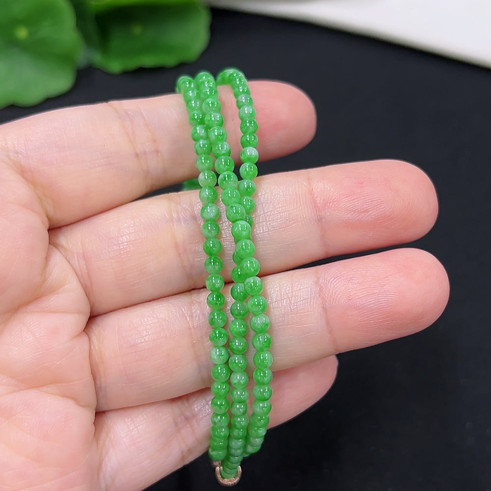 Jadeite Bead Necklace Approx. 3.2mm (Non-Gold Inlaid)