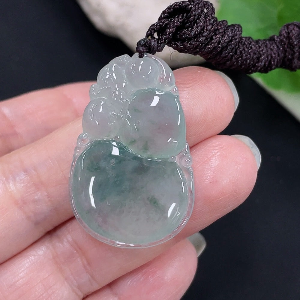 Jadeite Fu Shou Pendant Total Weight Approx. 9g (Including Rope Weight)