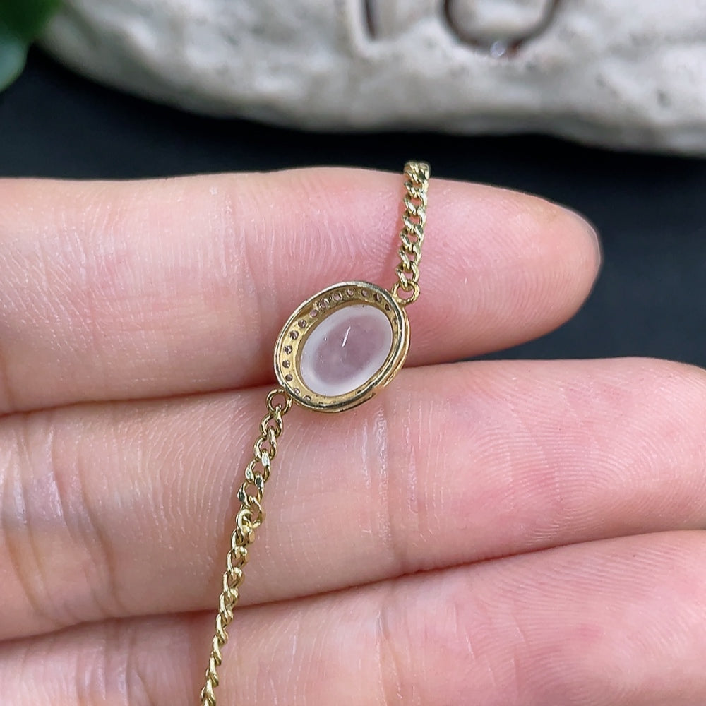 Jadeite cabochon bracelet with 18k gold and diamond accents