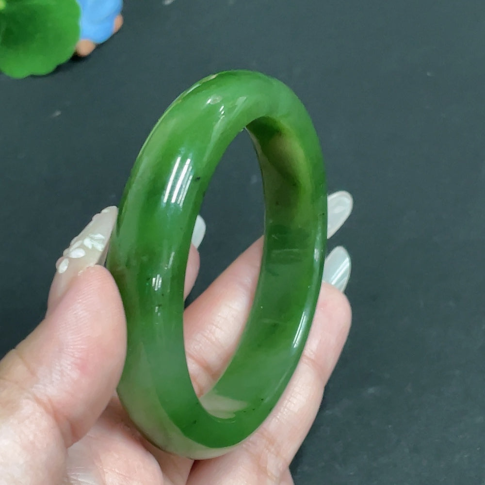 Hetian Jade Round Bracelet, 57.4, . | Huiliu Certified