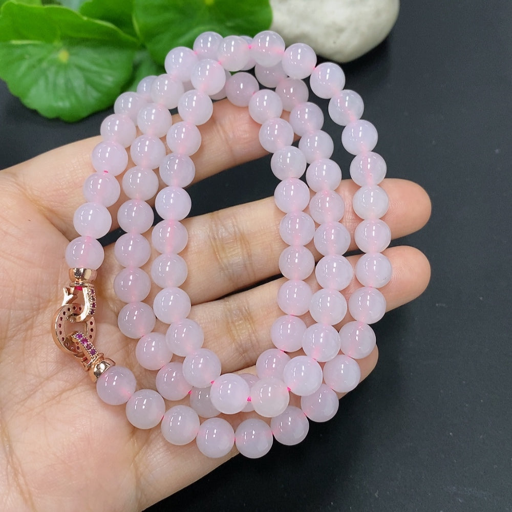 Jadeite Beaded Necklace Approx. 7.3mm Non-Gold Total Weight Approx. 57.4g