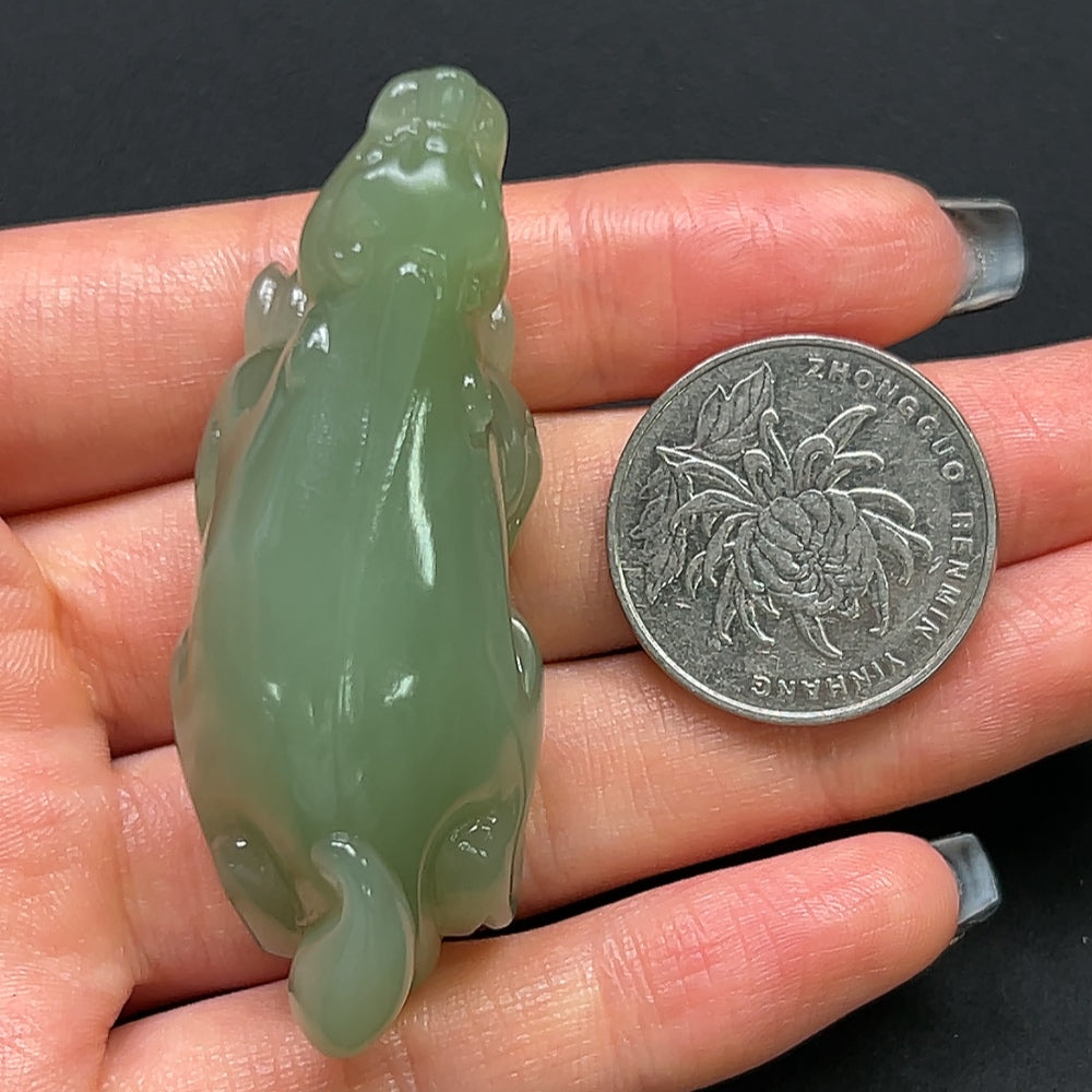 Hetian Jade Pi Xiu pendant from HKHQ, featuring a smooth carved jade Pi Xiu with a total weight of approximately 40g.