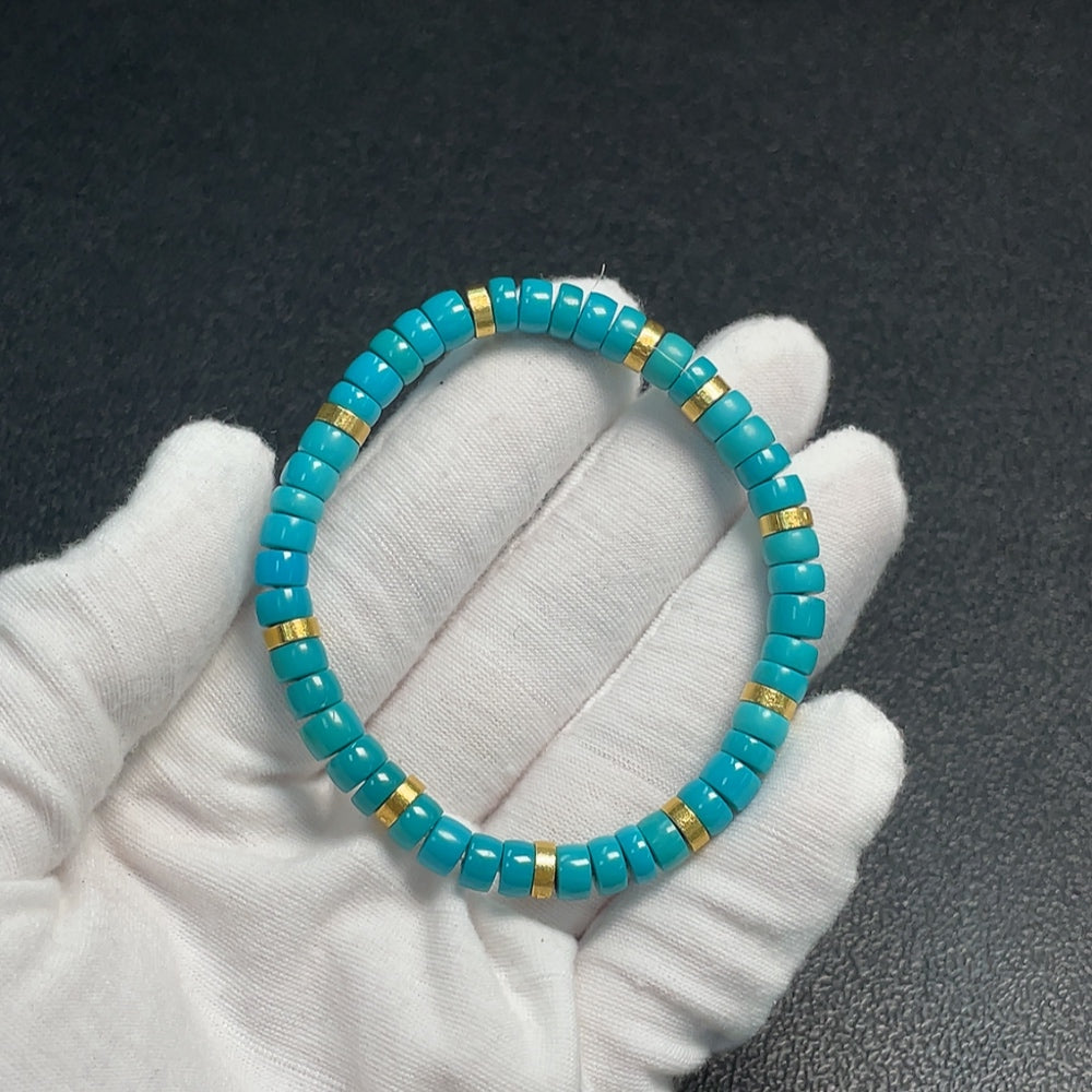 Turquoise Bracelet Total Weight Approx. 13.33g Size 6.2mm 18K Color Origin Undetermined