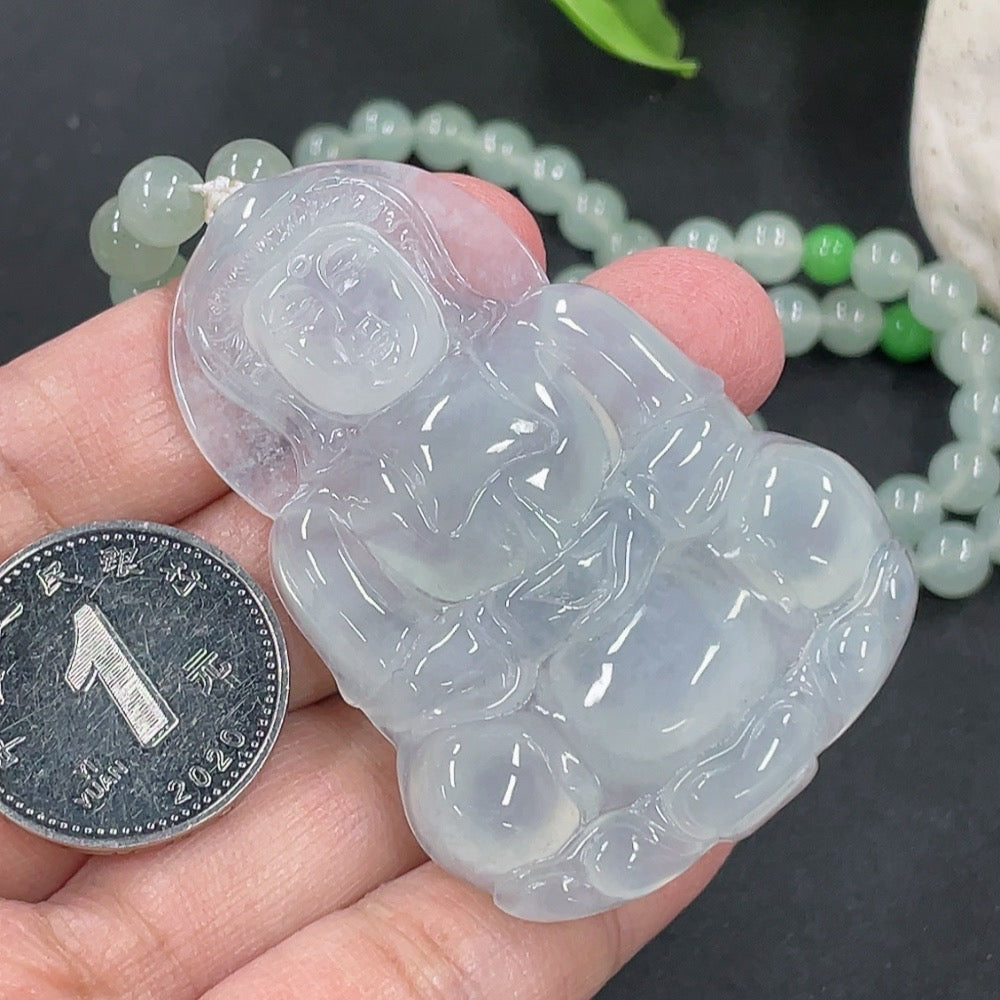 Jadeite Guanyin Pendant with Chain, approx. 6.1mm, total weight approx. 60.5g