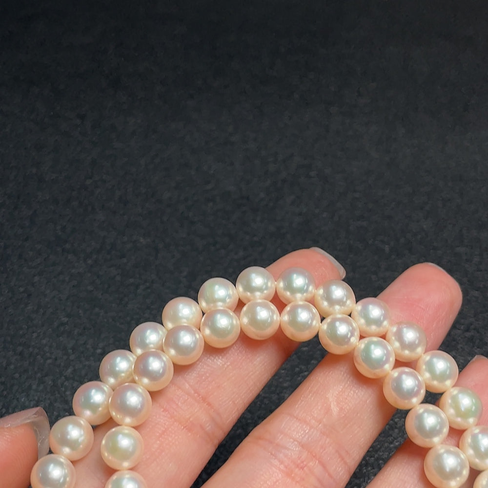 Seawater pearl necklace with pearls, non-gold, total product weight approximately 29.84g, size about 6.8mm