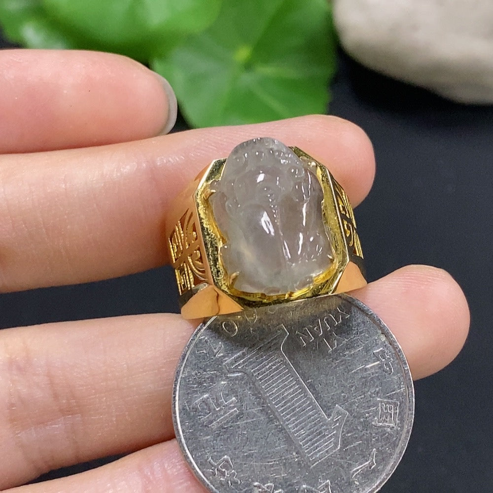 Jadeite Inlaid Ring 18K Gold