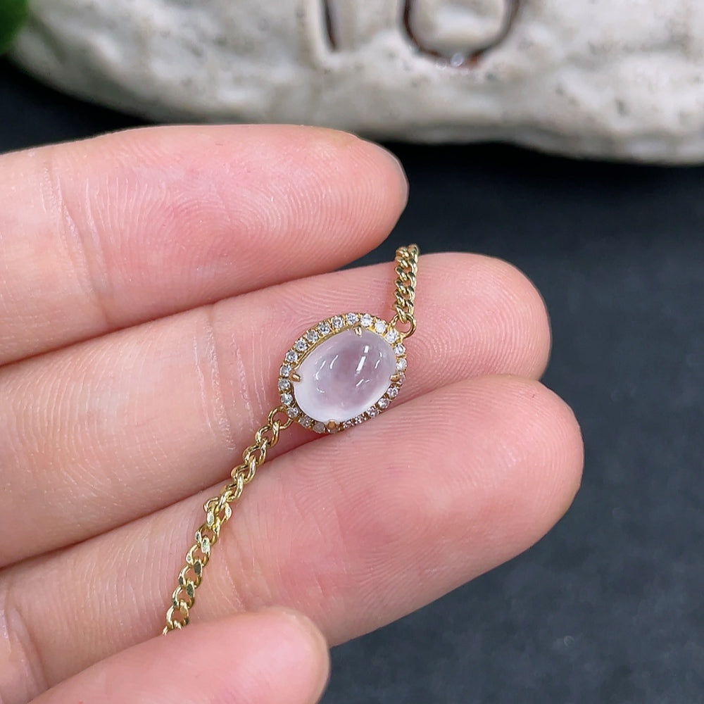 Jadeite cabochon bracelet with 18k gold and diamond accents