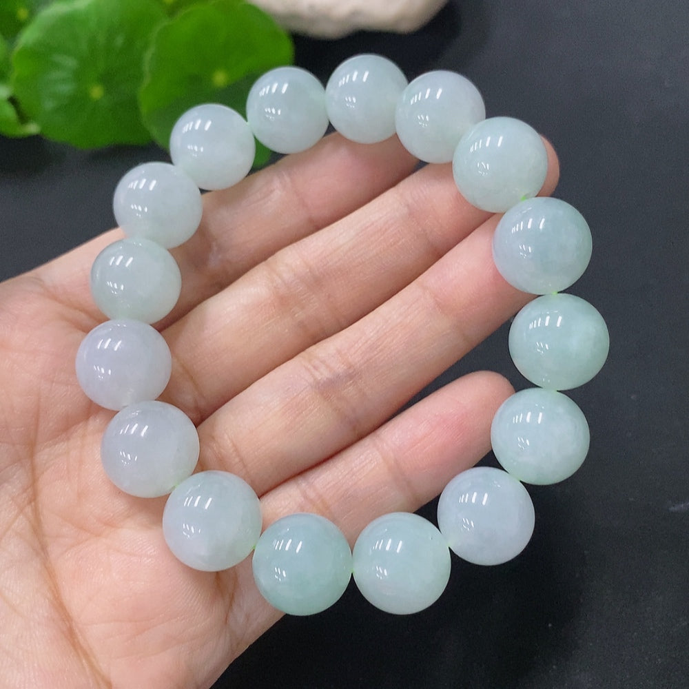 Jadeite Beads Bracelet 12.5mm | Huiliu Certified