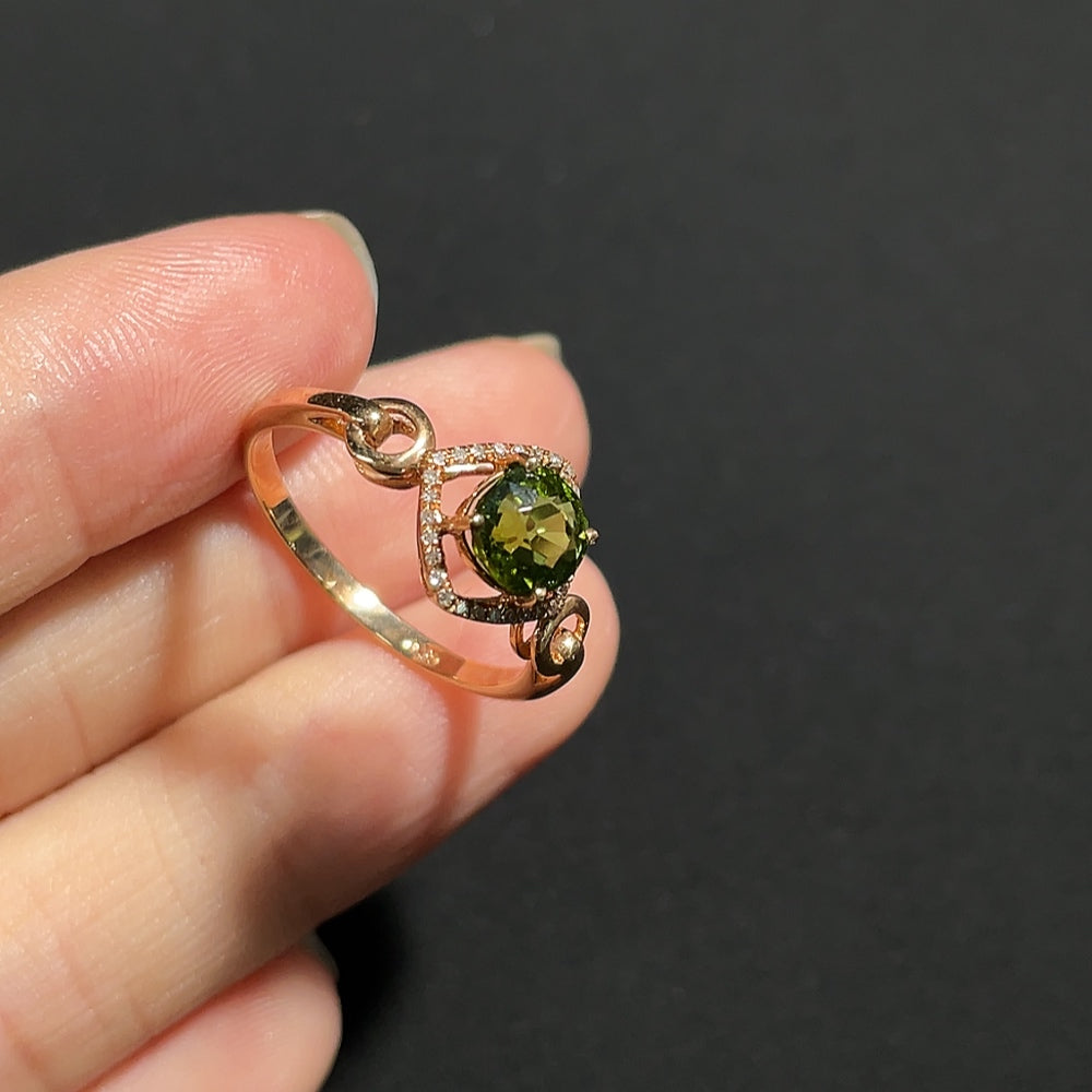 Tourmaline Ring with Diamond Accents, 18K Gold