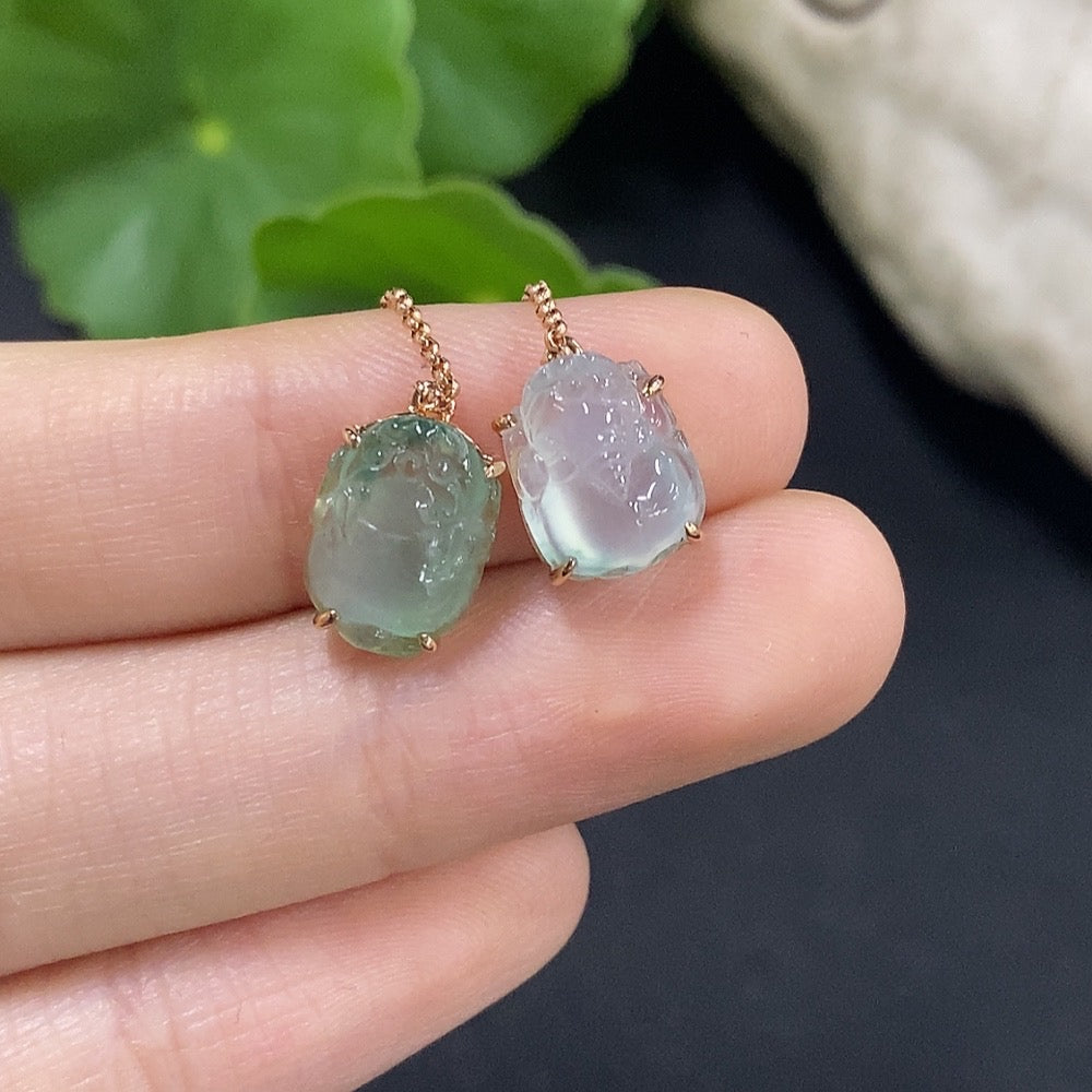 Jadeite Inlaid Earrings Pair . (Including Earplug Weight) | Huiliu Certified
