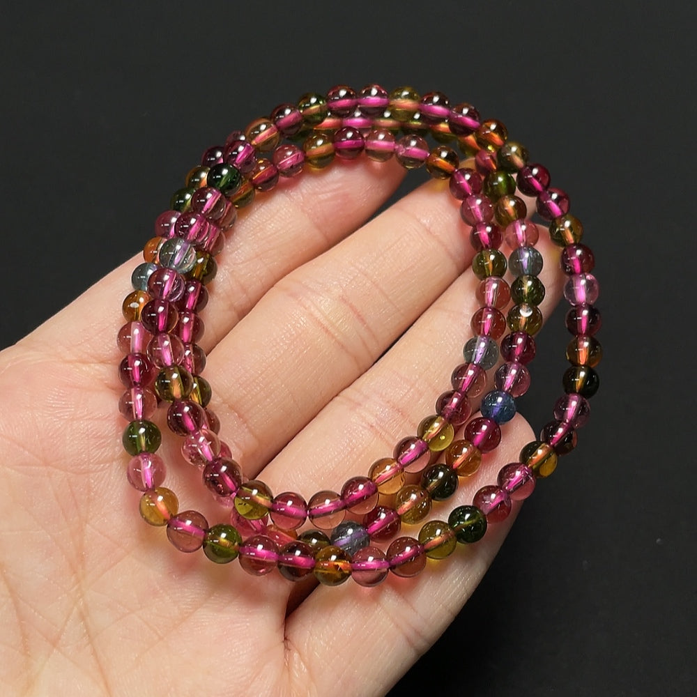 Tourmaline Bead Necklace with Visible Organic Matter