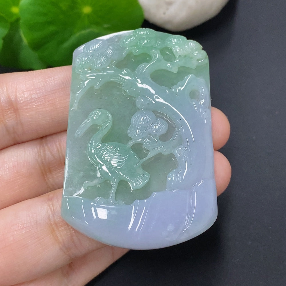 Jadeite Crane Pendant Total Weight Approx. 25.7g