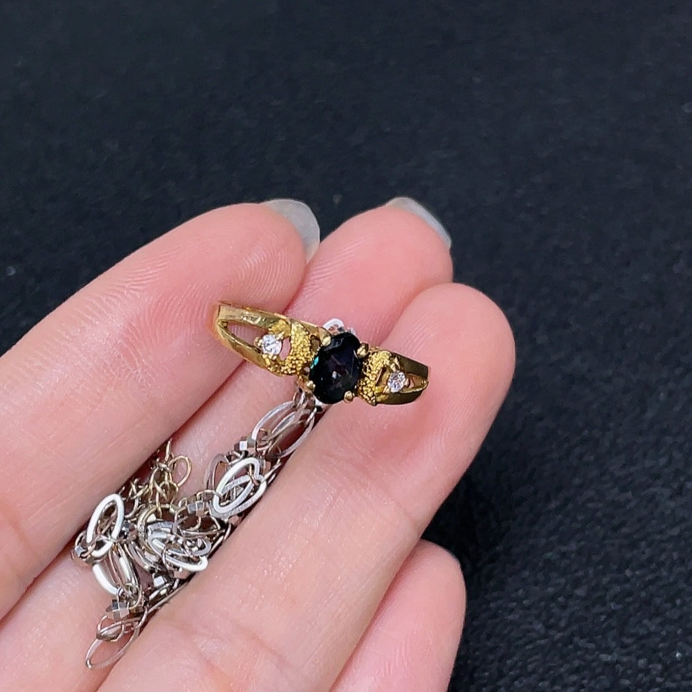 Sapphire Inlaid Ring 18k Gold Product Non-Diamond