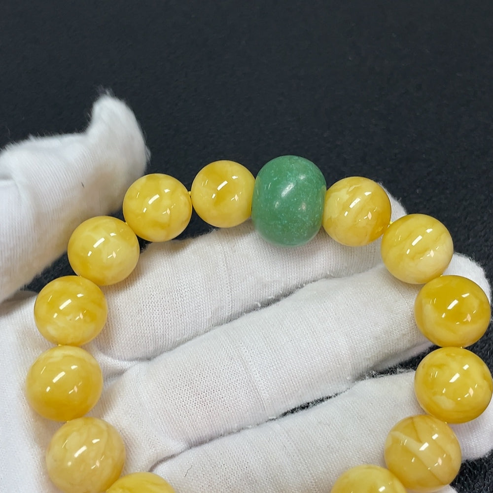 Amber and Beeswax Bracelet with Non-Natural Accent Stones, Total Weight Approx. 26.05g, Size About 13mm
