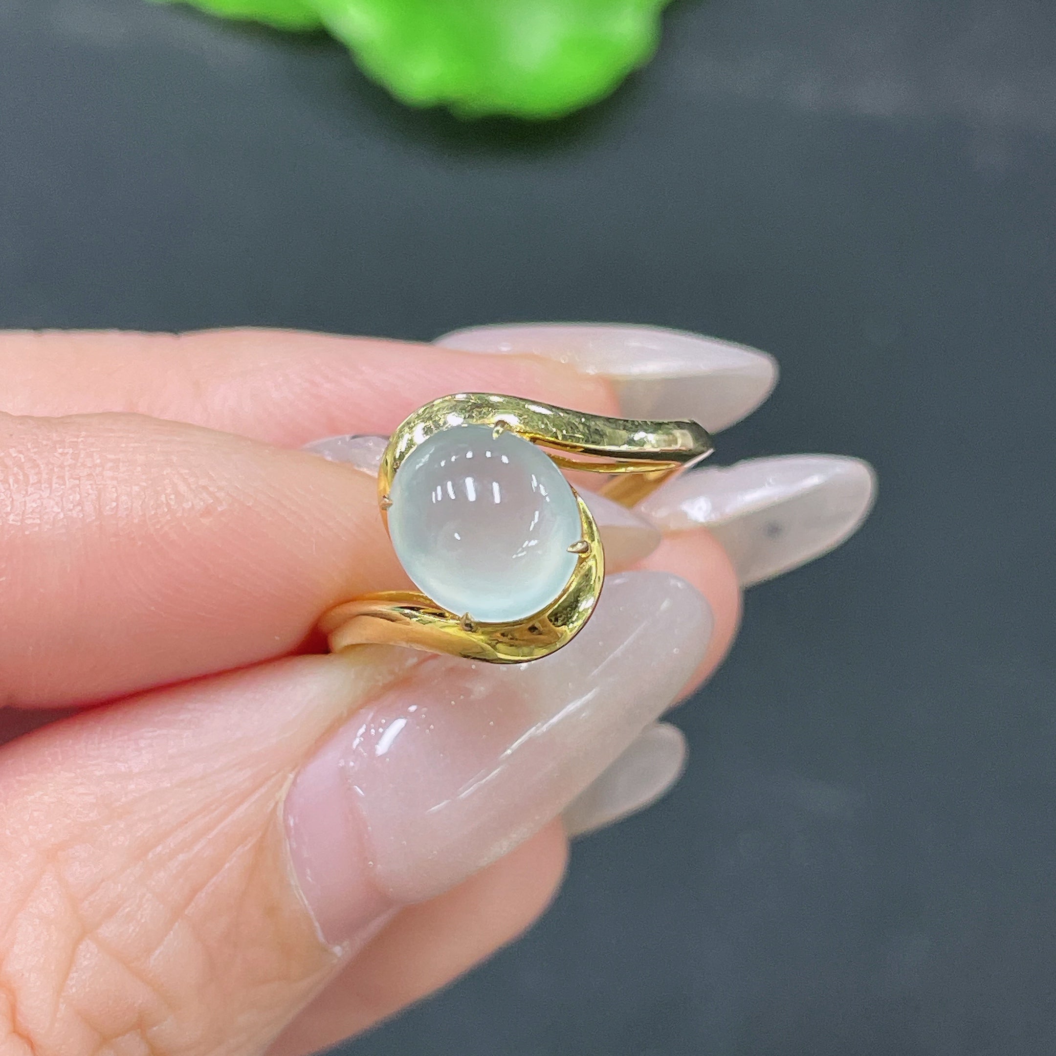 Huiliu certified jadeite ring setting with intricate silver band and detailed design, ready for a jade gemstone.