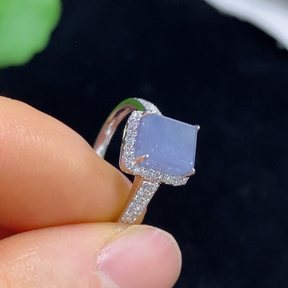 Jadeite Plain Pendant Ring with Diamond Accents . | Huiliu Certified