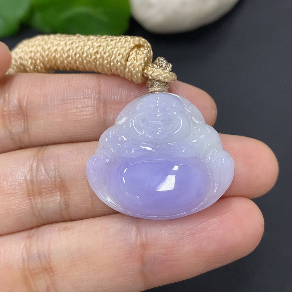 Jadeite Buddha Pendant, Total Weight with Rope Approximately 7g