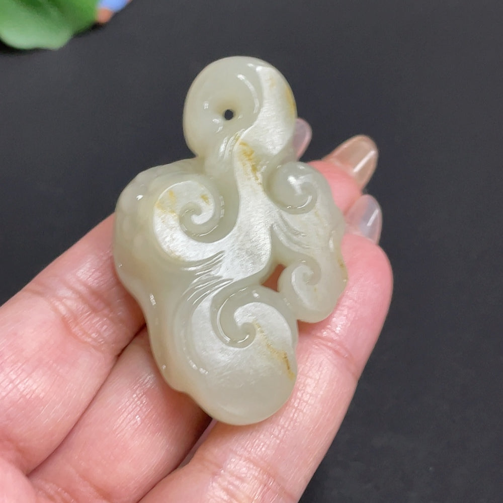 Hetian Jade Pendant Ruyi Total Weight about 38g Undetermined Skin Color Cause Electronic Collection Certificate