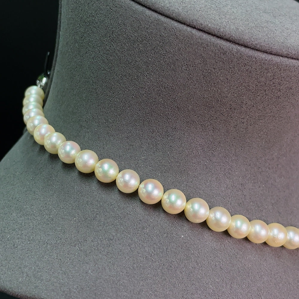 Seawater pearl bead necklace, non-, color origin undetermined, approximately, size about 7.5mm | Huiliu Certified