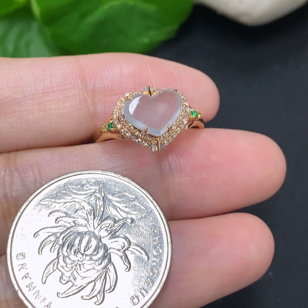 Jadeite and Diamond (Colorless) Ring in 18k Gold