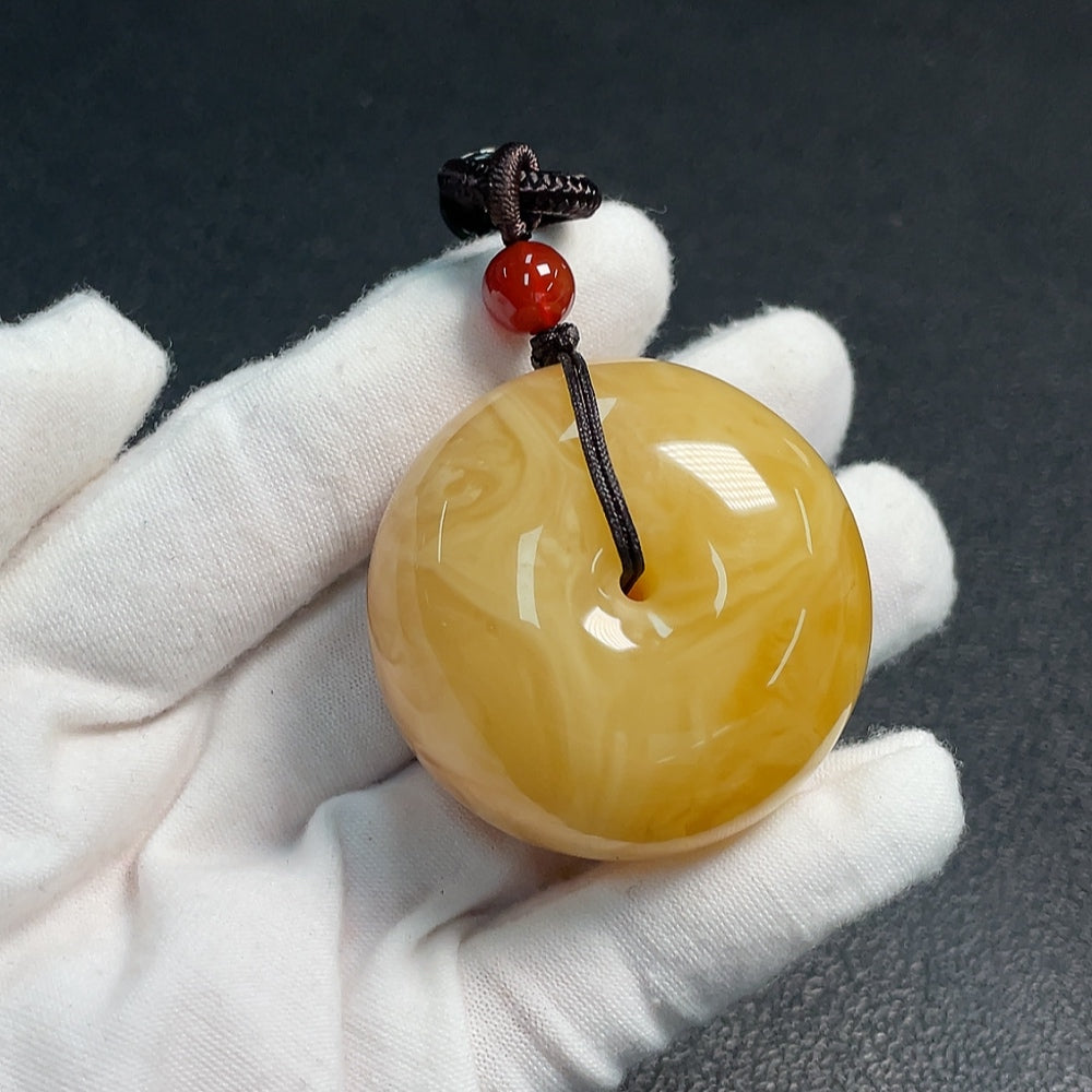 Amber Beeswax Pendant with Non-Natural Accent Stones, ., Including Cord, Non- | Huiliu Certified