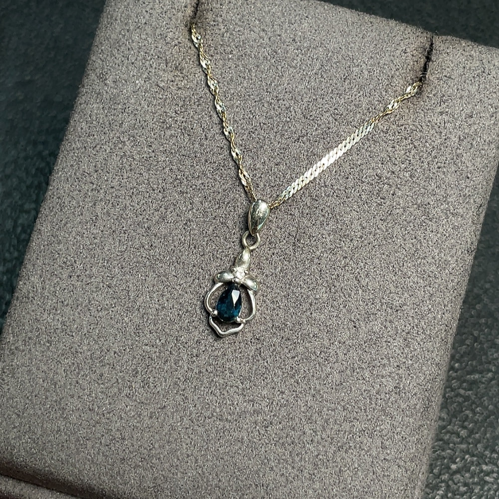 Huiliu Sapphire Necklace Chain with gemstone accents, 58% non-diamond, featuring a detailed, elegant gemstone chain design.