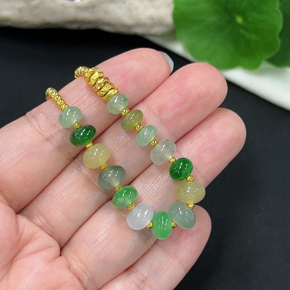 Jadeite Bracelet with Tested 99% Gold Setting