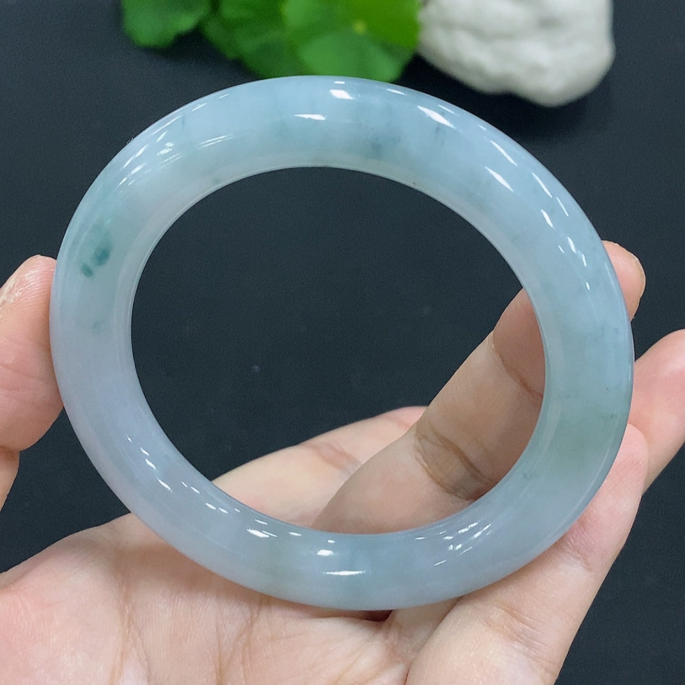 JadeiteRound Bangle Bracelet, Inner Diameter 55.7, Total Weight Approx. 56.9g