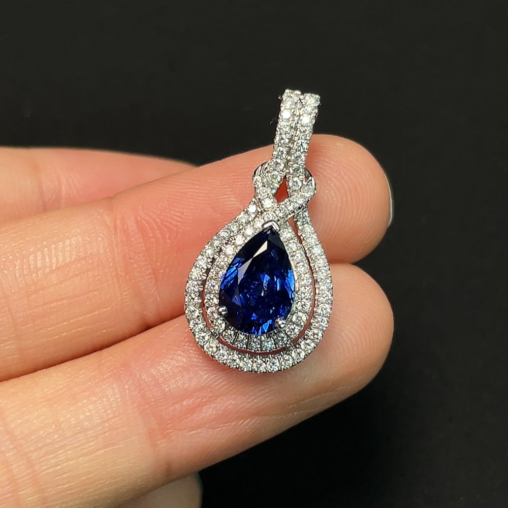 Sapphire Pendant, Color Origin Undetermined, 18K Gold, Non-Diamond