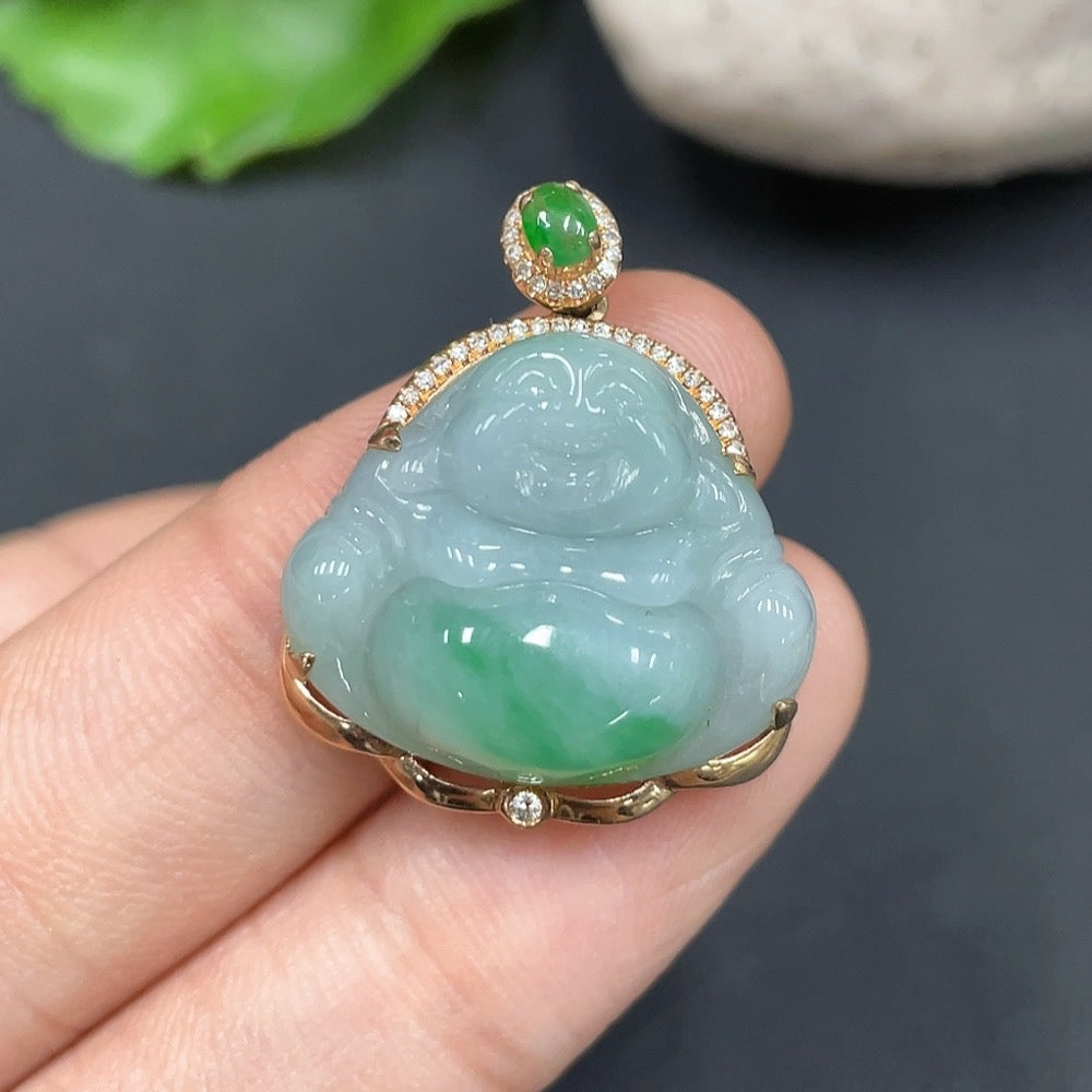 Jadeite Buddha Pendant Set in, . | Huiliu Certified
