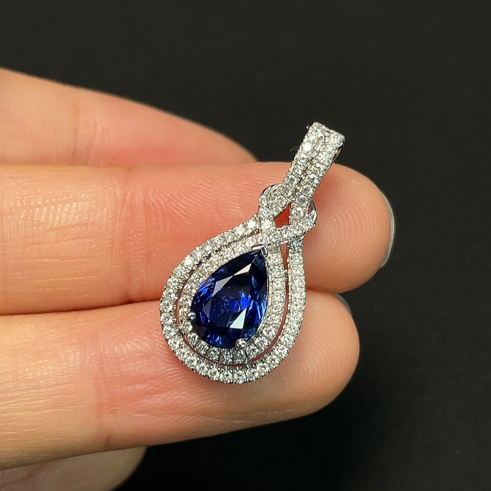 Sapphire Pendant, Color Origin Undetermined, 18K Gold, Non-Diamond