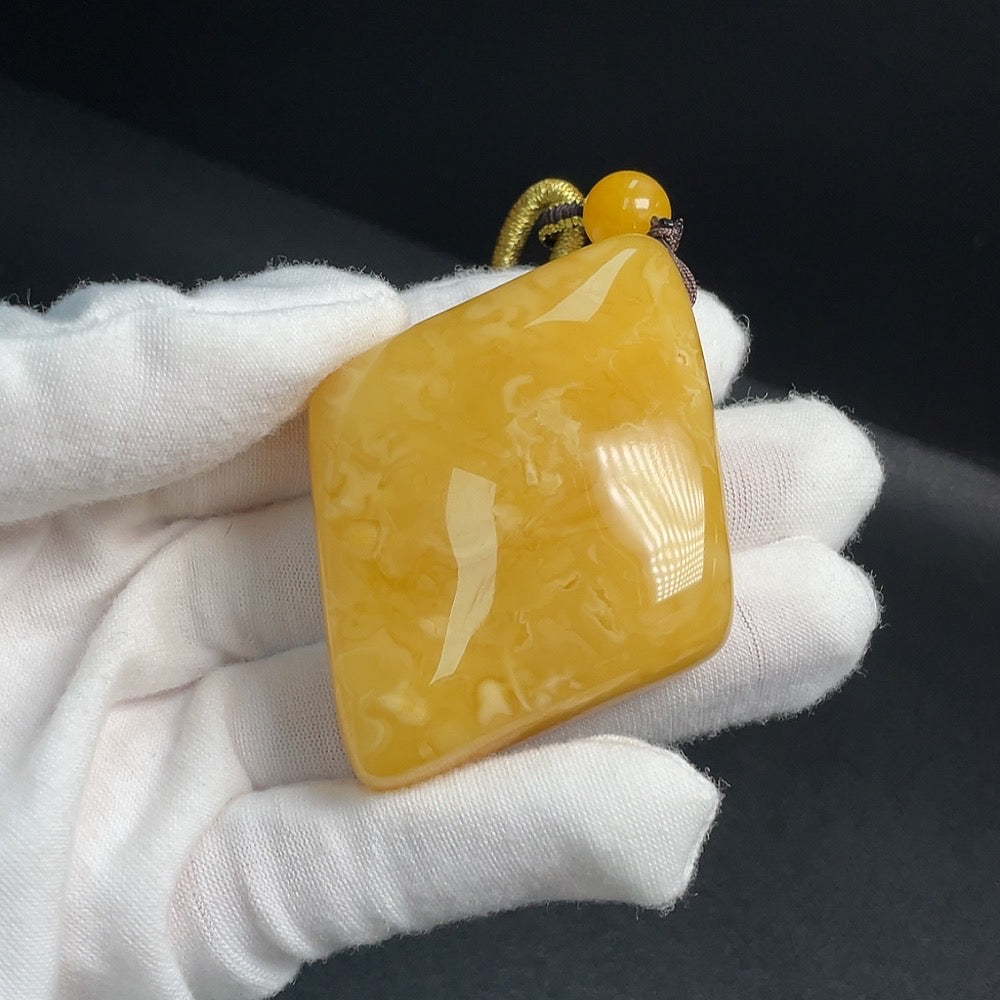 Amber Beeswax Pendant . with Rope | Huiliu Certified
