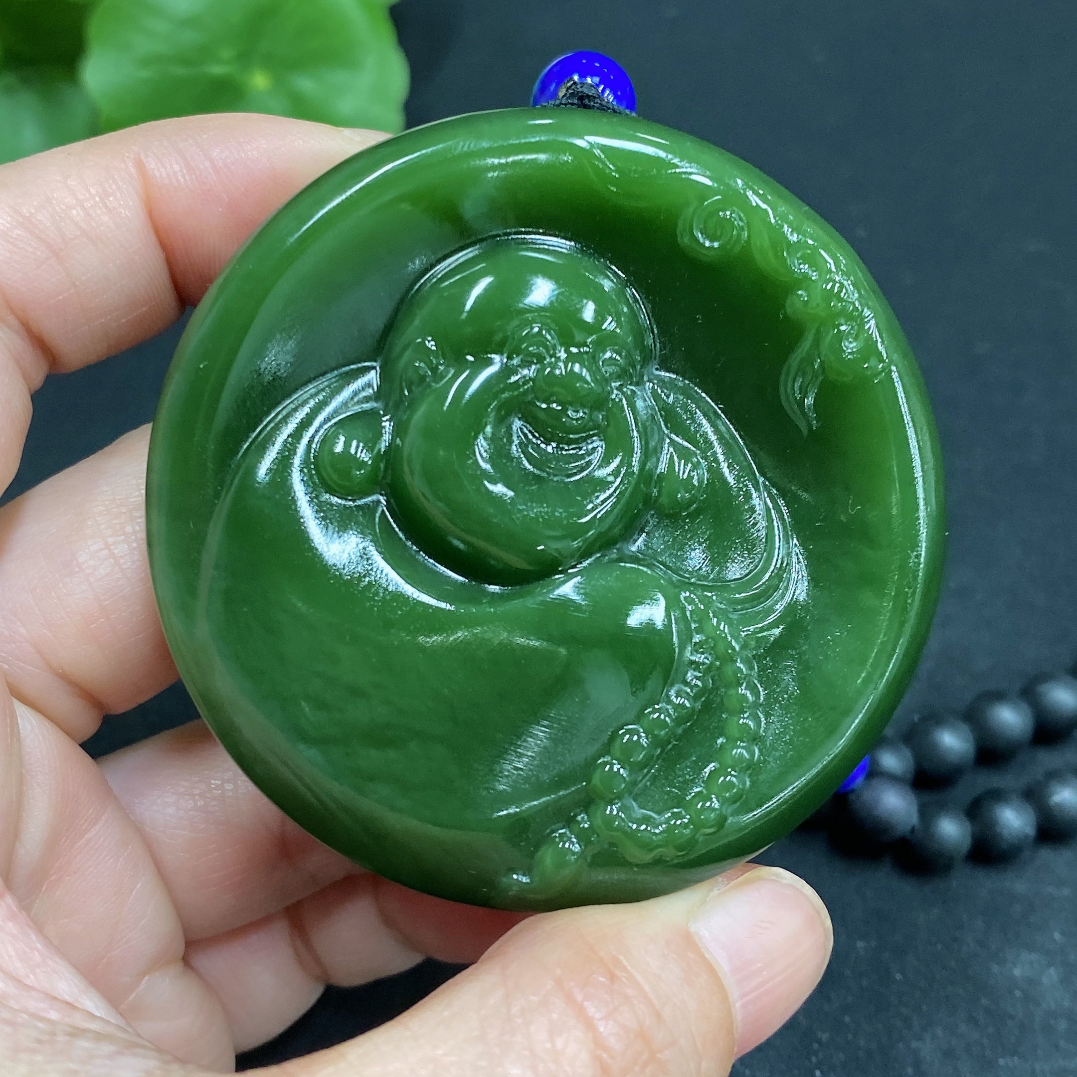 Hetian Jade Pendant - Buddha with Non-Hetian Jade Chain Total Weight Approx. 118.4g (Incl. Chain)