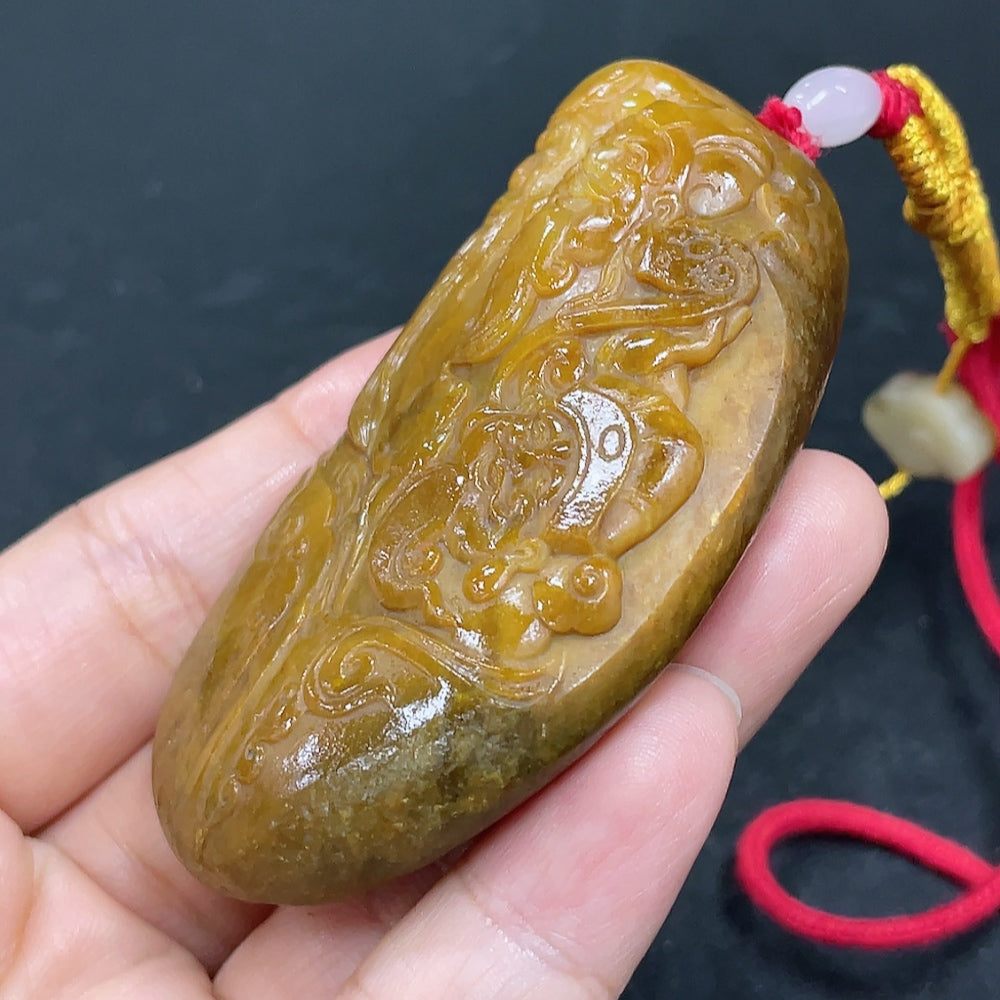 Hetian Jade Pendant - Fortune, Prosperity, Longevity